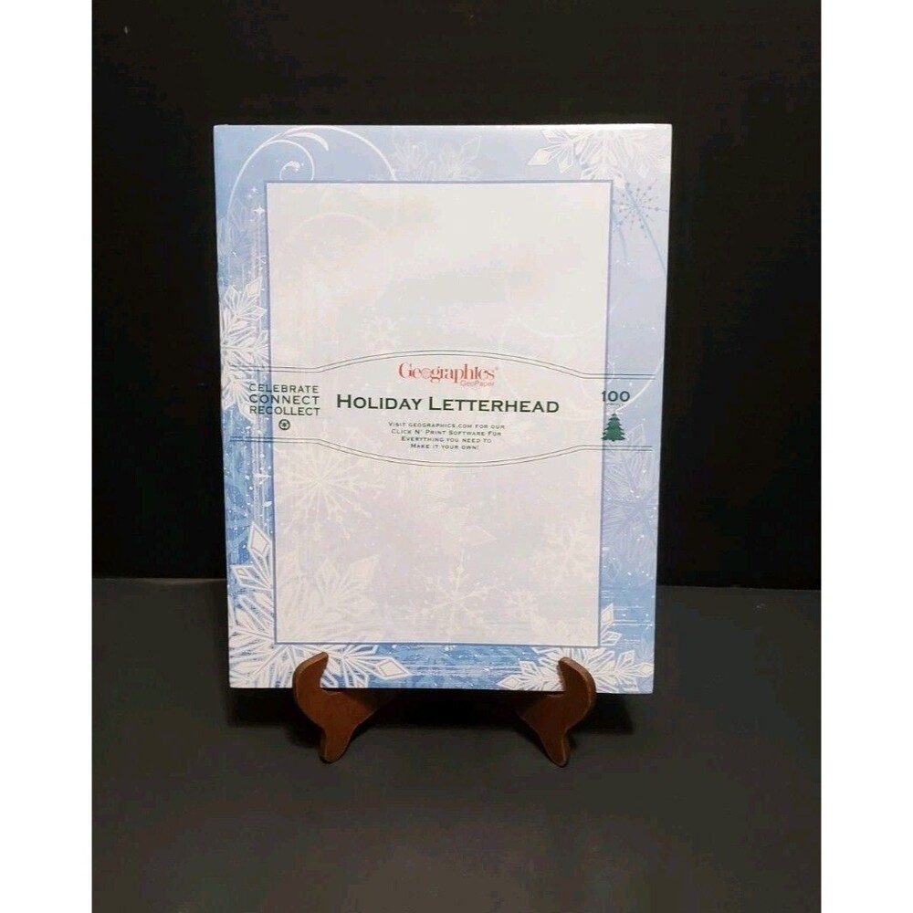 Geographics Paper Holiday Christmas 100ct Letterhead Blizzard Snowflake 8.5x11